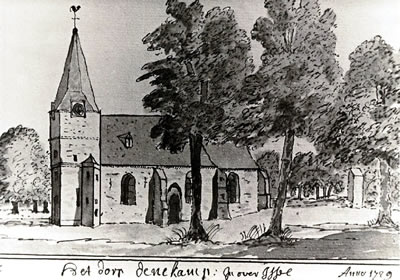 Pentekening R.K. Kerk Denekamp 1729 (bron: regiocanons.nl)